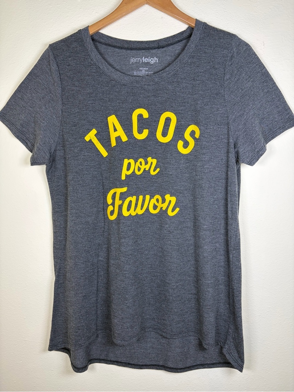 Jerry Leigh Tacos Por Favor Graphic Tee XXXL fits smaller Gray Funny Shirt